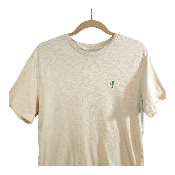 Polham Embroidered Cactus Slub Knit Short Sleeve Crewneck T-shirt Women's M - Picture 2 of 6